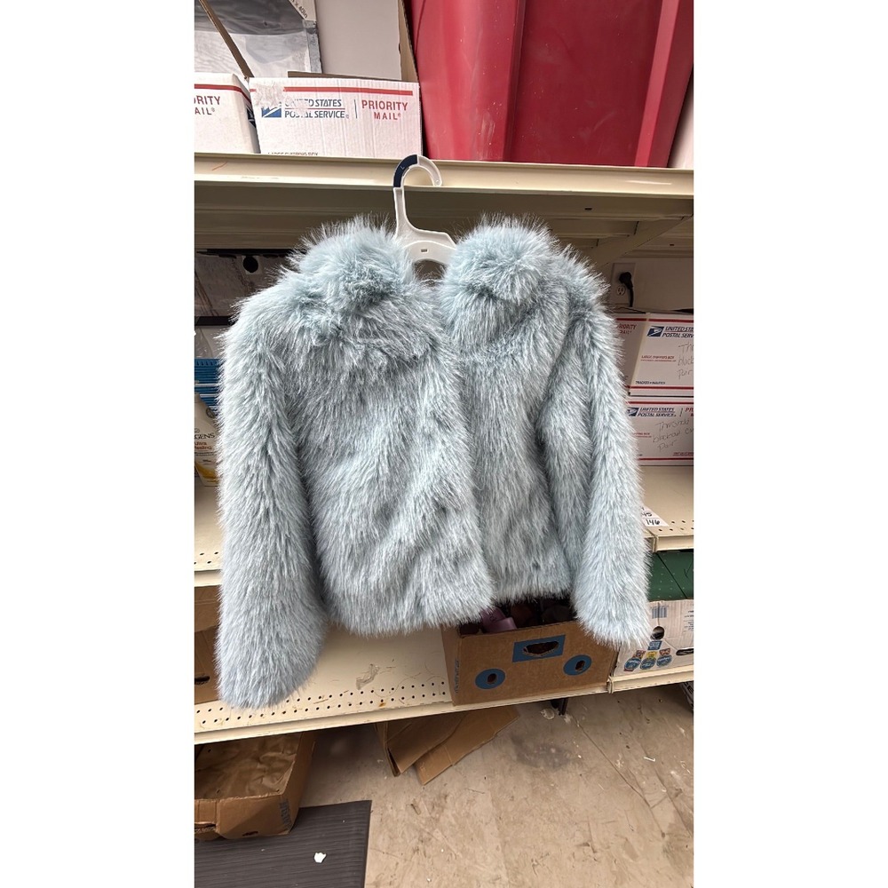 #25 New Wild Fable Women's Blue Fur Coat size XXS